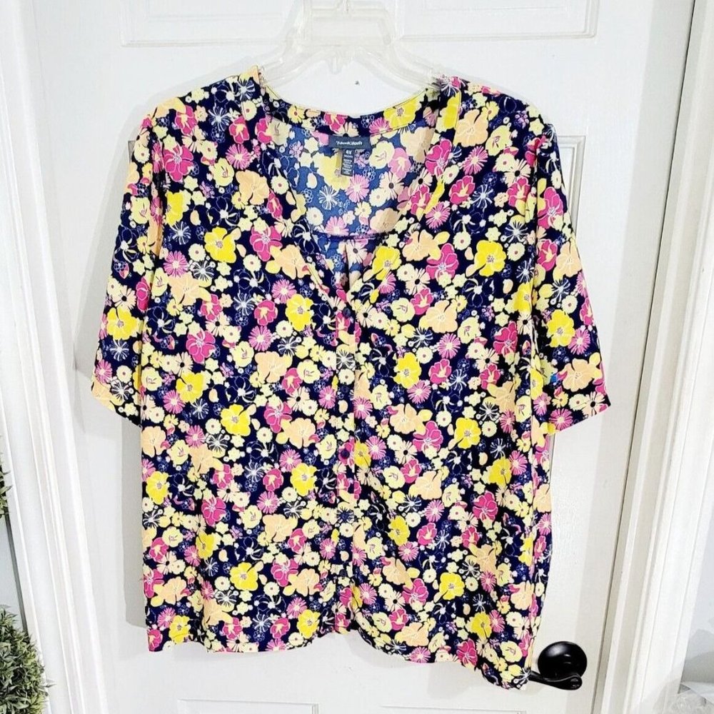 ModCloth Women's Blouse Wildflower Wanderlust Floral Multi-color Size 4X NWT - Picture 3 of 14
